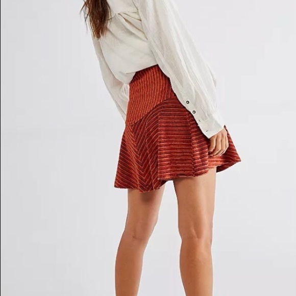 Free People Skirt M Rust Orange Boho Fall Midi Flowy - Picture 4 of 5